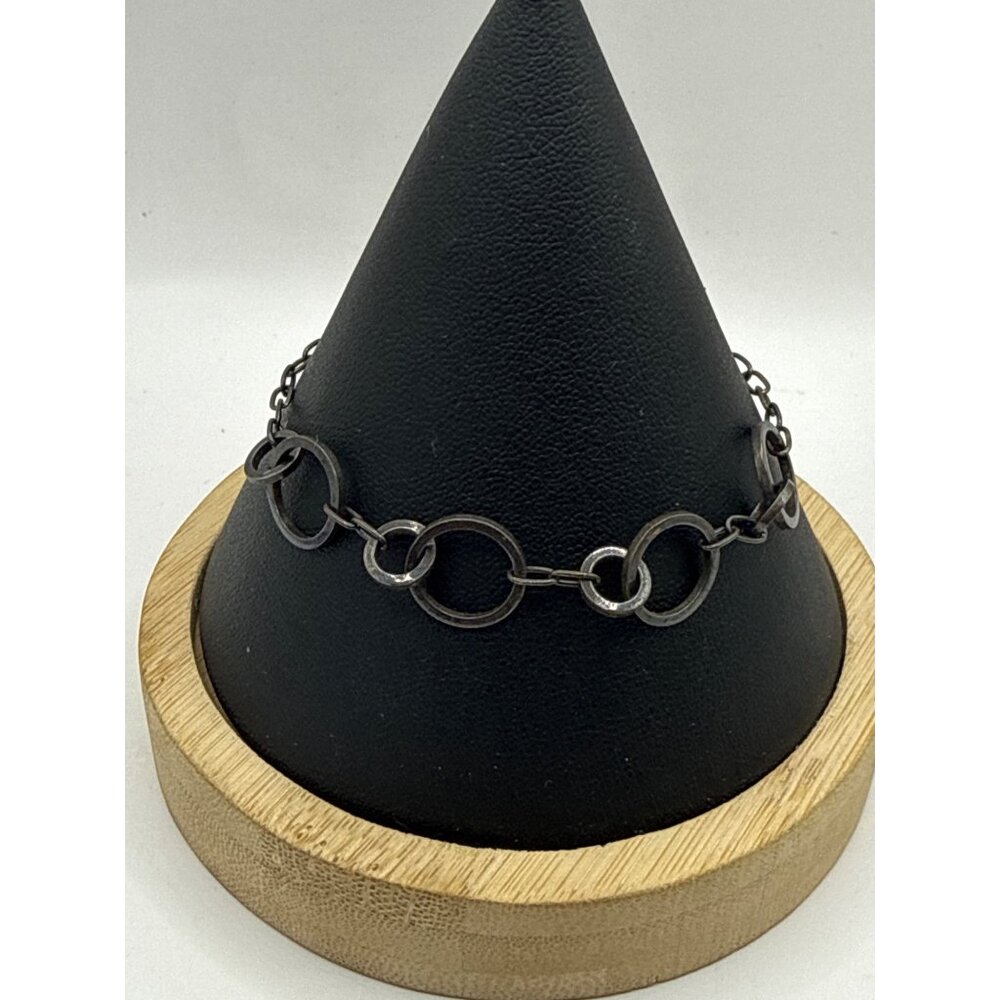 Minimalist Interconnected Irregularly Ring Forged Sketch Link Dark Bracelet